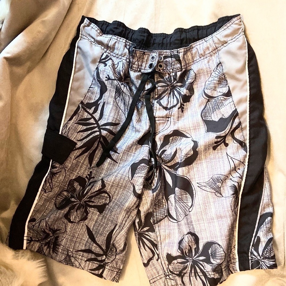 OP Black and Gray Floral Board Shorts
